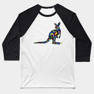 Modern Kangaroo Multicolour Line Drawing Baseball T-Shirt